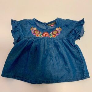 Vince Camuto Baby Chambray Denim Embroidered Top Size 18 months